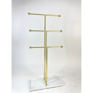 Gold Three Tiered Jewelry Organizer Holder w/ Stand